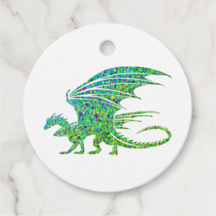 Étiquettes Cadeau Dragon vert de mosaïque Extraordinaire