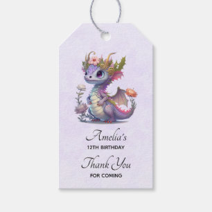 Étiquettes-cadeau Dragon violet à couronne élégante
