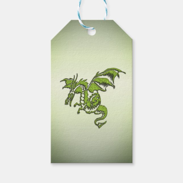 Étiquettes-cadeau Dragon volant vert (Devant)
