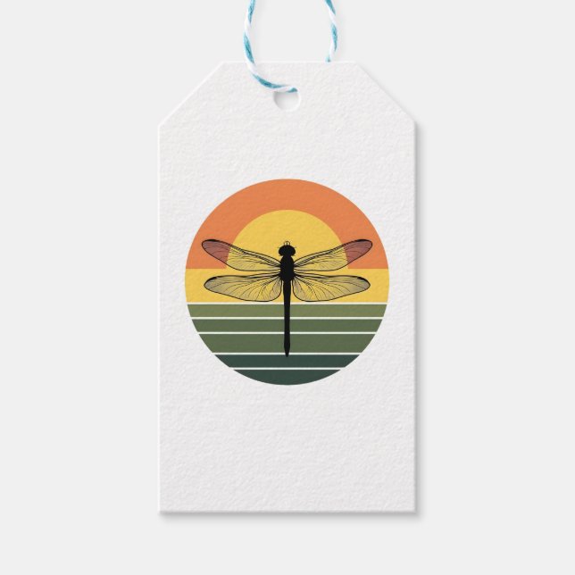 Étiquettes-cadeau Dragonfly Retro (2) (Devant)
