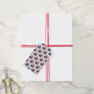 Étiquettes-cadeau Drapeau Américain Cœur 4 Juillet Paillettes