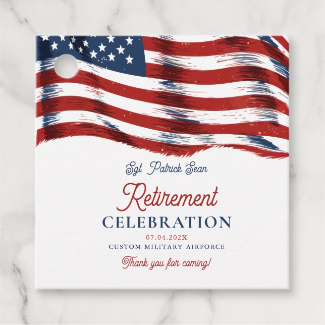 Étiquettes Cadeau Drapeau américain moderne 4 juillet retraite de l' (Devant)