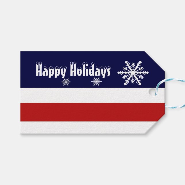 Étiquettes-cadeau Drapeau américain Xmas (Devant (Horizontal))