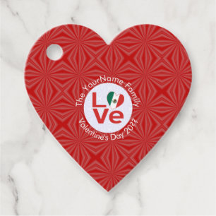 Étiquettes Cadeau Drapeau d'amour rouge mexicain personnalisé