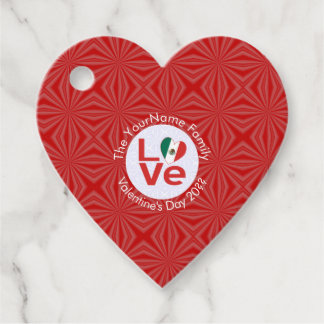 Étiquettes Cadeau Drapeau d'amour rouge mexicain personnalisé 