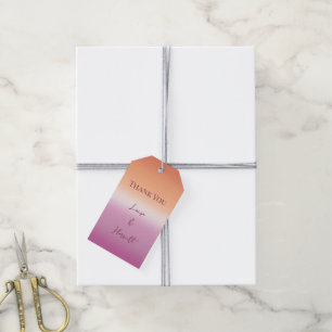 Étiquettes-cadeau Drapeau de fierté de mariage lesbien à dégradé
