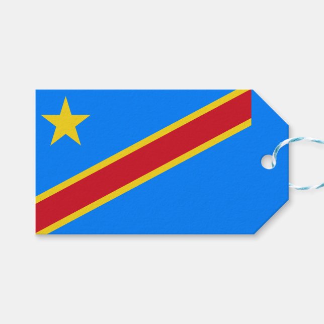 Étiquettes-cadeau Drapeau de la RDC (République démocratique du Cong (Devant (Horizontal))