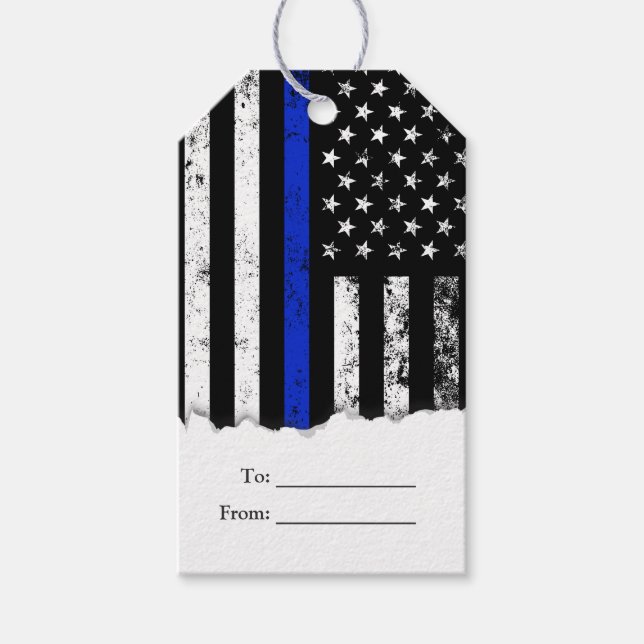 Étiquettes-cadeau Drapeau de police en détresse (Devant)
