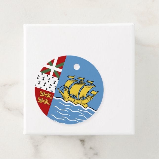 Étiquettes Cadeau Drapeau de Saint-Pierre-et-Miquelon (En situation)