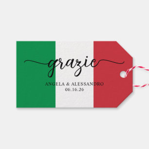 Étiquettes-cadeau Drapeau italien Élégante calligraphie Grazie