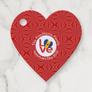 Étiquettes Cadeau Drapeau Rouge AMOUR barbadien Personnalisé