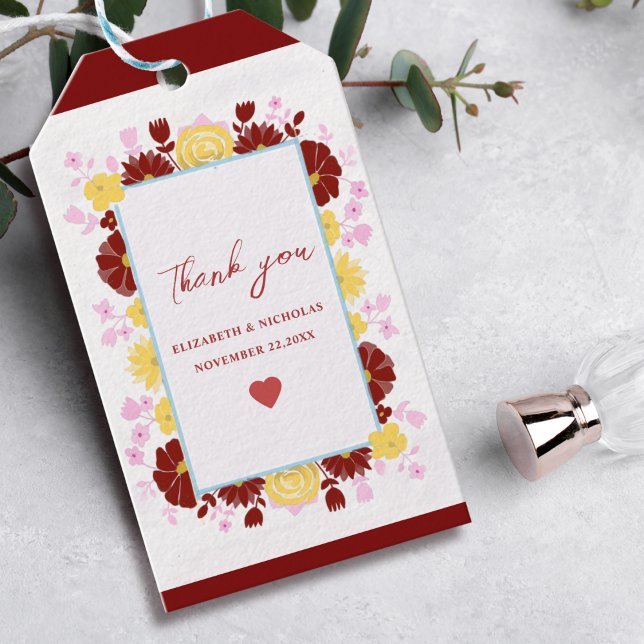 Étiquettes-cadeau drapeau unique floral élégante faveur mariage cade (Créateur téléchargé)