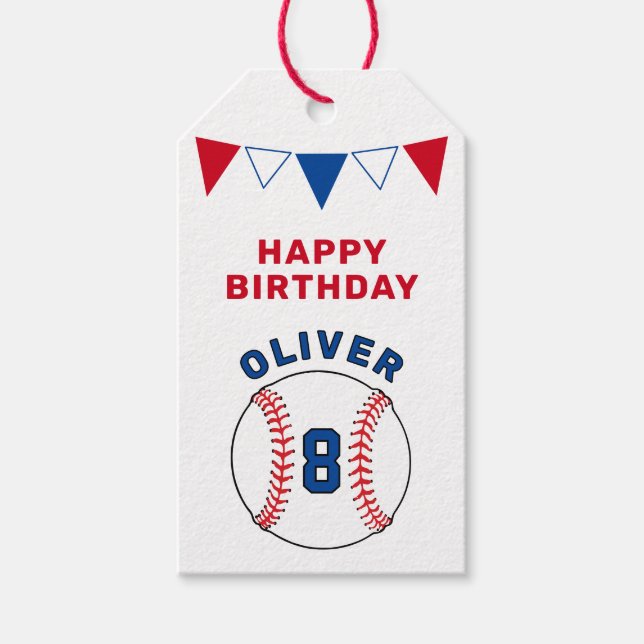Étiquettes-cadeau Drapeaux de baseball Ball Bunting Anniversaire de  (Devant)