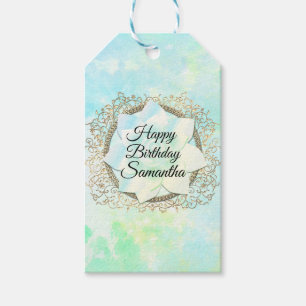 Étiquettes-cadeau Dreamy Pastels Lotus Flower Personnalisé Anniversa