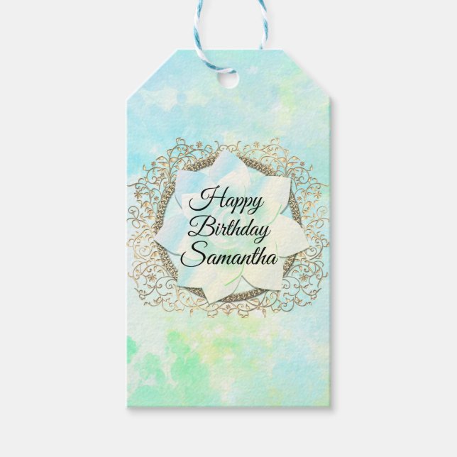 Étiquettes-cadeau Dreamy Pastels Lotus Flower Personnalisé Anniversa (Devant)