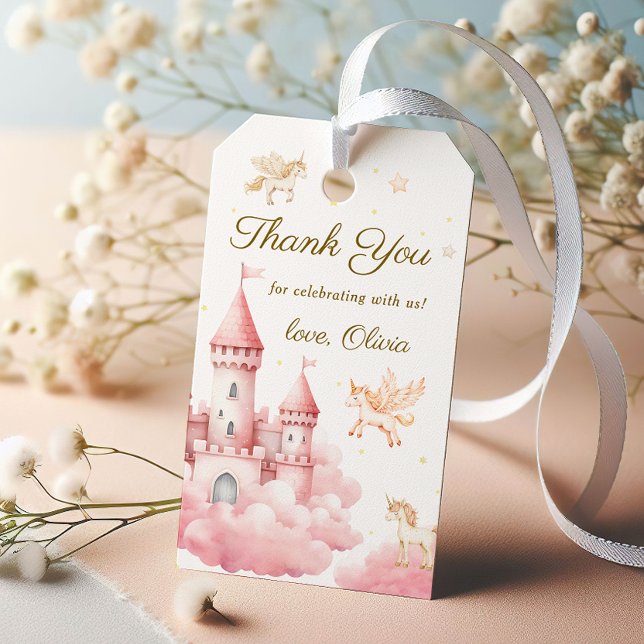 Étiquettes-cadeau Dreamy Pink Unicorn Birthday Princess Party (Créateur téléchargé)