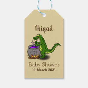 Étiquettes-cadeau Drôle alligator vert cuisine dessin animé