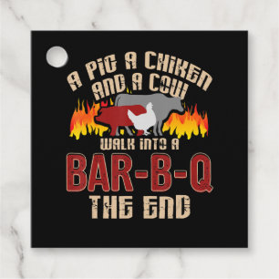 Étiquettes Cadeau Drôle Cochon Poulet Barre de Vache B Q Barbecue Ch