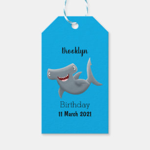 Étiquettes-cadeau Drôle mignon requin marteau dessin animé