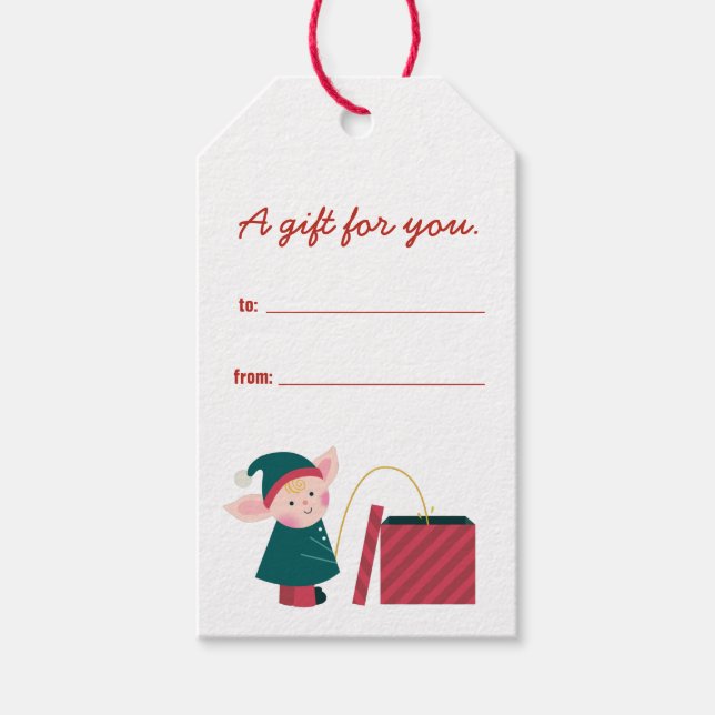 Étiquettes-cadeau Drôle Naughty Elf de Noël (Devant)