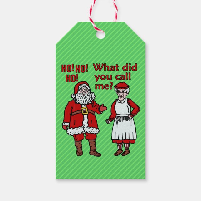 Étiquettes-cadeau Drôle Noël Père Noël & Mme Claus Fête Plaisanterie (Devant)