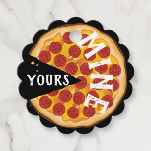 Étiquettes Cadeau Drôle pizza pepperoni mignonne citation rouge noir