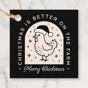 Étiquettes Cadeau Drôle poule punk ferme de Noël noir lunatique
