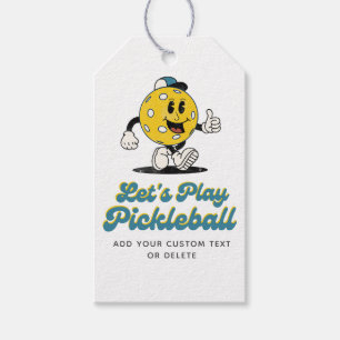 Étiquettes-cadeau Drôle Retro Pickleball Mascot Texte personnalisé
