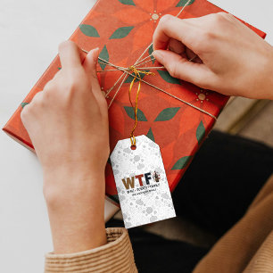 Étiquettes-cadeau Drôle WTF Vin Dinde Famille Action de Grâce
