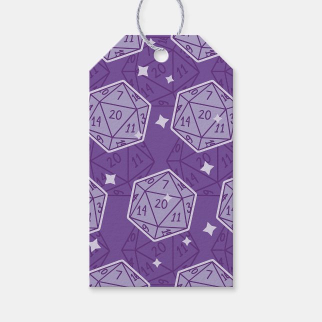Étiquettes-cadeau Dungeons & Dragons DnD D20 Dice Motif (Devant)