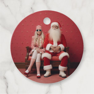 Étiquettes Cadeau Duo de Noël fantasque : Père Noël et Mme Claus