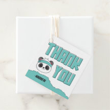 Duo Turquoise et noir Panda Anniversaire Merci