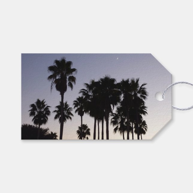 Étiquettes-cadeau Dusk avec palmiers Scène tropicale (Devant (Horizontal))