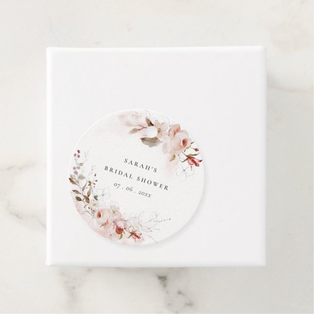 Étiquettes Cadeau Dusky automne Marsala Blush Floral Mariage (En situation)