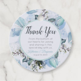 Étiquettes Cadeau Dusty Blue Botanical Mariage Merci