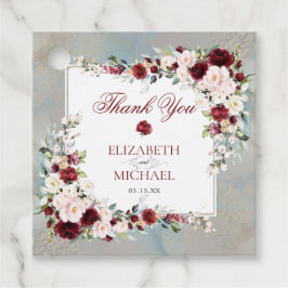 Étiquettes Cadeau Dusty Blue Bourgogne Blush Floral élégant mariage