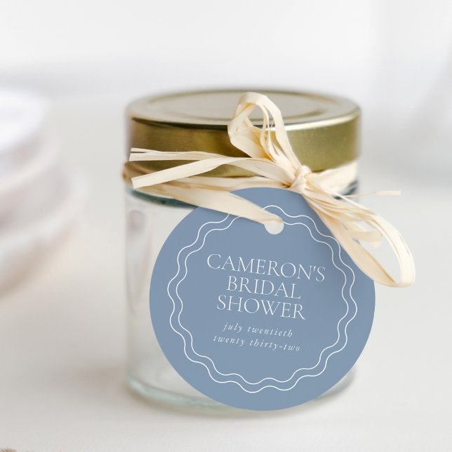 Étiquettes Cadeau Dusty Blue | Fête des mariées frontalière de la pé (Créateur téléchargé)