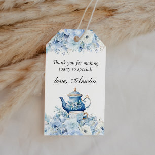 Étiquettes-cadeau Dusty Blue Floral Tea Party Merci Favoriser