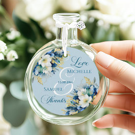 Étiquettes Cadeau Dusty Blue Gold Parties scintillant Floral Mariage