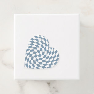 Étiquettes Cadeau Dusty Blue Mariage Collection Vérifier À damiers