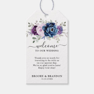 Étiquettes-cadeau Dusty Blue Purple Navy Lilac Bloom Mariage Bienven