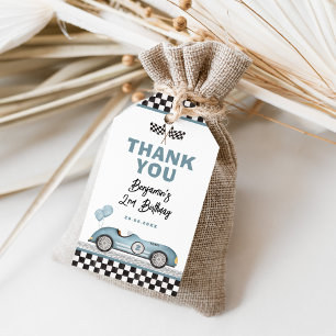 Étiquettes-cadeau Dusty Blue Race Car Deux Jeunes Garçons Favoris An