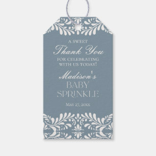 Étiquettes-cadeau Dusty Blue Talavera Fiesta Baby Sprinkle Favoriser
