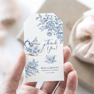 Étiquettes-cadeau Dusty Blue Victorian Garden Bridal Tea Merci