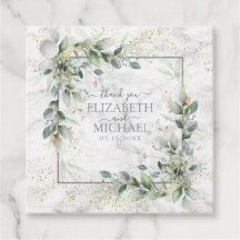 Dusty Botanical Greenery Gold Marble Mariage