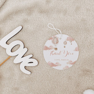 Étiquettes Cadeau Dusty Pink Gold Hot Air Balloon Premier anniversai