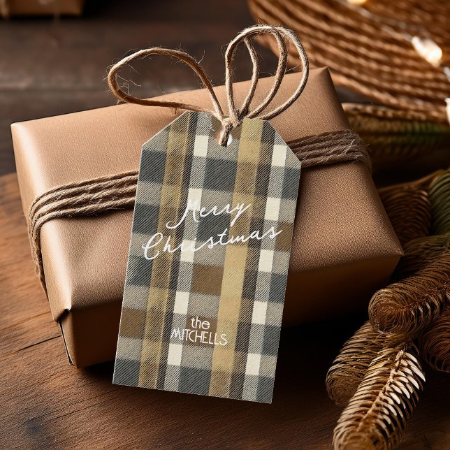 Étiquettes-cadeau Earth Tones Gold Christmas Motif#7 ID1009 (Créateur téléchargé)