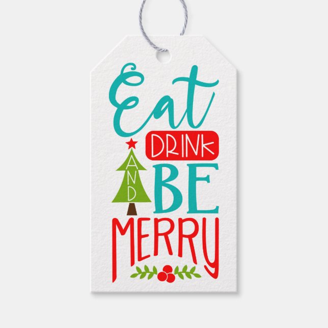 Étiquettes-cadeau Eat Drink Be Joyeux Personnalisé Party & Cadeaux T (Devant)