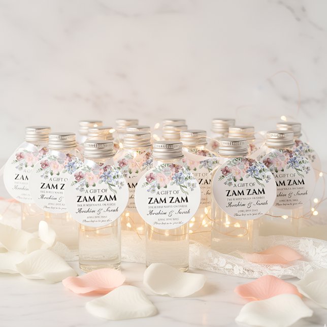 Étiquettes Cadeau Eau florale de Zamzam cadeau de mariage musulman n (Créateur téléchargé)