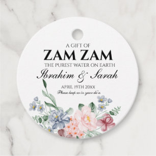 Étiquettes Cadeau Eau florale zamzam nikah mariage musulman